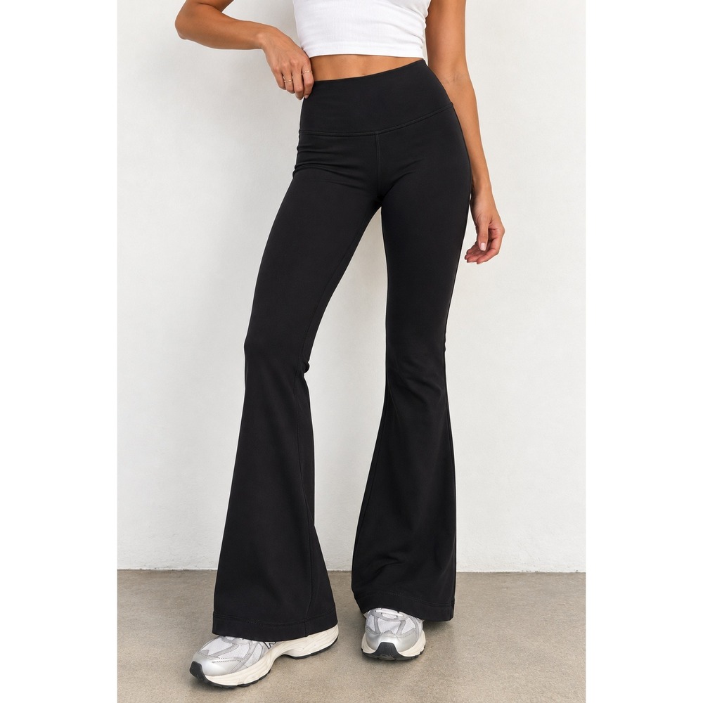 Lululemon Black Flared Leggings Yoga Pants High Rise Size 4
